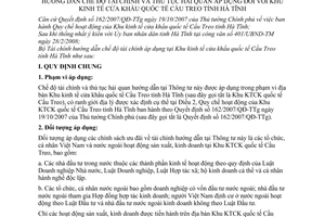 Thông tư 45/2008/TT-BTC hướng dẫn chế độ tài chính thủ tục hải quan Khu kinh tế cửa khẩu quốc tế Cầu Treo tỉnh Hà Tĩnh