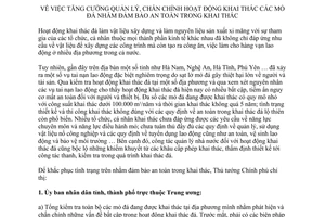 Chỉ thị 18/2008/CT-TTg tăng cường quản lý chấn chỉnh hoạt động khai thác mỏ đá đảm bảo an toàn khai thác