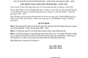 Quyết định 1917/QĐ-UBND 2008 chương trình hành động quốc gia về người cao tuổi Bà Rịa