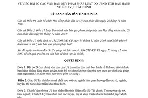 Quyết định 1387/QĐ-UBND năm 2008 bãi bỏ văn bản Sơn La ban lĩnh vực tài chính