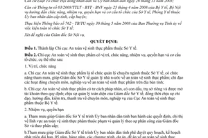 Quyết định 35/2008/QĐ-UBND thành lập Chi cục An toàn vệ sinh thực phẩm