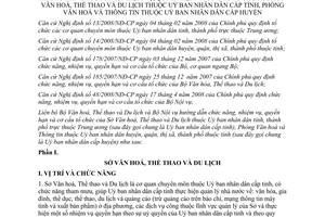 Thông tư liên tịch  43/2008/TTLT-BVHTTDL-BNV  hướng dẫn chức năng, nhiệm vụ, quyền hạn và cơ cấu tổ chức của Sở VH, Thể thao và Du lịch, thông tin