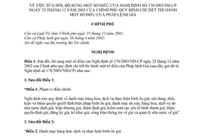 Nghị định 75/2008/NĐ-CP hướng dẫn Pháp lệnh Giá sửa đổi Nghị định 170/2003/NĐ-CP