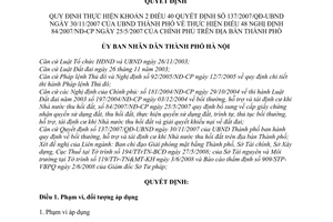 Quyết định 33/2008/QĐ-UBND quy định thực hiện khoản 2 điều 40 Quyết định 137/2007/QĐ-UBND