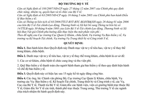 Quyết định 21/2008/QĐ-BYT Danh mục vật tư y tế tiêu hao, vật tư y tế thay thế trong khám, chữa bệnh