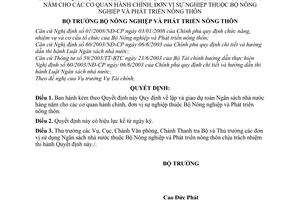 Quyết định 1707/QĐ-BNN-TC  lập giao dự toán Ngân sách nhà nước hàng năm cơ quan hành chính, đơn vị sự nghiệp