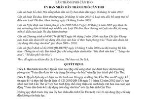 Quyết định 55/2008/QĐ-UBND Quy chế công nhận danh hiệu văn hóa Cần Thơ