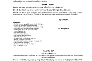 Quyết định 731/2008/QĐ-BKH Mẫu hồ sơ mời thầu xây lắp