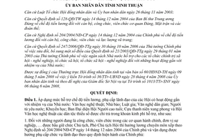 Quyết định 151/QĐ-UBND năm 2008 hỗ trợ chế độ tiền lương phụ cấp lãnh đạo hội