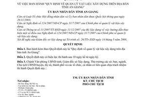 Quyết định 20/2008/QĐ-UBND Quy định về quản lý vật liệu xây dựng trên địa bàn tỉnh An Giang
