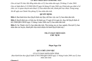Quyết định 943/2008/QĐ-UBND Quy chế làm việc của Ủy ban nhân dân tỉnh Phú Yên