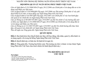 Quyết định 36/QĐ-HĐQLQuy chế huy động, tiếp nhận, quản lý, điều hành và sử dụng nguồn vốn trong hệ thống Ngân hàng Phát triển Việt Nam