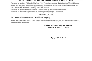 Order No. 04/2008/L-CTN of June 12, 2008, on the promulgation of law.
