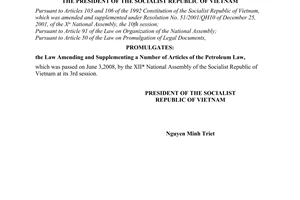 Order No. 05/2008/L-CTN of June 12, 2008, on the promulgation of Law.