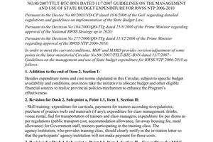 Joint circular No. 48/2008/TTLT-BTC-BNN revision/addition of some contents