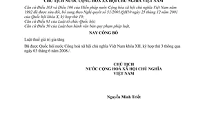 Lệnh công bố Luật thuế giá trị gia tăng 08/2008/L-CTN