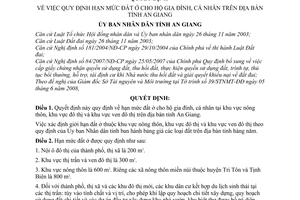 Quyết định 21/2008/QĐ-UBND quy định về hạn mức đất ở cho hộ gia đình, cá nhân trên địa bàn tỉnh An Giang