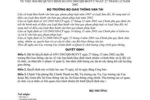 Quyết định 09/2008/QĐ-BGTVT bãi bỏ Quyết định 4391/2002/QĐ-BGTVT