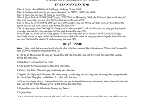 Quyết định 43/2008/QĐ-UBND điều chỉnh, bổ sung quy hoạch tổng thể phát triển thủy sản tỉnh Tây Ninh đến năm 2010 và định hướng đến năm 2020