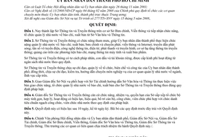 Quyết định 49/2008/QĐ-UBND thành lập Sở Thông tin và Truyền thông trực thuộc Ủy ban nhân dân thành phố