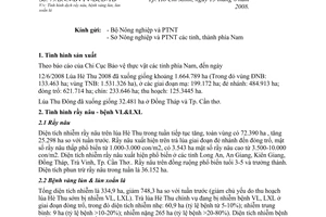 Thông báo 79/BNN-BVTV-BCĐ-TB tình hình dịch rầy nâu bệnh vàng lù, lùn xoắn lá tỉnh phía Nam