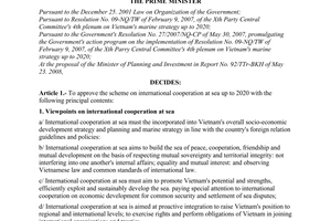 Decision No. 80/2008/QD-TTg of June 13, 2008, approving the scheme on international cooperation at sea up to 2020.