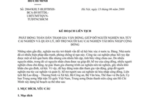 Kế hoạch liên tịch 2064/KHLT-BLĐTBXH-BCA-BVHTTDL-UBTƯMTTQVN-TƯĐTNCSHCM tham gia vận động, giúp đỡ người nghiện ma túy cai nghiện hòa nhập cộng đồng