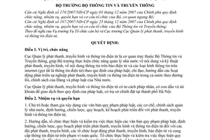 Quyết định 37/2008/QĐ-BTTTT quy định chức năng, nhiệm vụ, quyền hạn và cơ cấu tổ chức của Cục Quản lý phát thanh, truyền hình và Thông tin điện tử