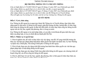 Quyết định 36/2008/QĐ-BTTTT quy định chức năng, nhiệm vụ, quyền hạn và cơ cấu tổ chức của Cục Thông tin đối ngoại
