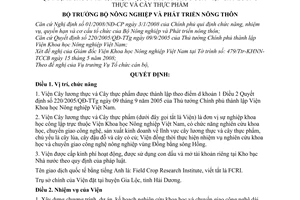 Quyết định 73/2008/QĐ-BNN quy định chức năng, nhiệm vụ, cơ cấu tổ chức của Viện Cây lương thực và cây thực phẩm