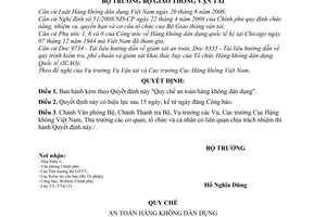 Quyết định 10/2008/QĐ-BGTVT Quy chế an toàn hàng không dân dụng