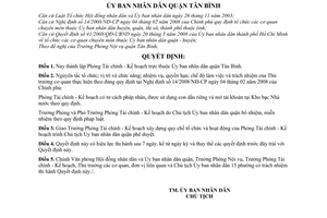 Quyết định 13/2008/QĐ-UBND thành lập Phòng Tài chính - Kế hoạch quận Tân Bình