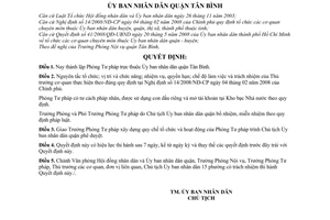 Quyết định 14/2008/QĐ-UBND thành lập Phòng Tư pháp quận Tân Bình