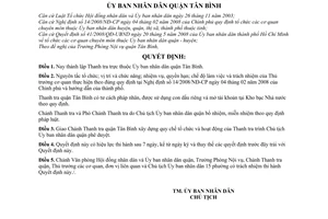 Quyết định 17/2008/QĐ-UBND thành lập Thanh tra quận Tân Bình