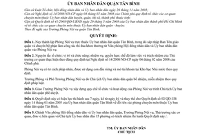 Quyết định 07/2008/QĐ-UBND thành lập Phòng Nội vụ quận Tân Bình