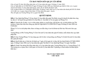 Quyết định 09/2008/QĐ-UBND thành lập Phòng Y tế quận Tân Bình