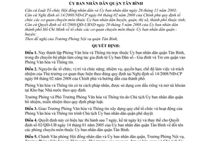 Quyết định 11/2008/QĐ-UBND thành lập Phòng Văn hóa và Thông tin quận Tân Bình