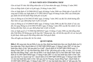 Quyết định 18/2008/QĐ-UBND bổ sung mức thu phí Đồng Tháp