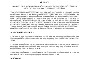 Kế hoạch 21/KH-SLĐTBXH tổ chức thực hiện Nghị định 67/2007/NĐ-CP