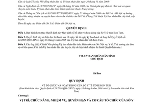 Quyết định 26/2008/QĐ-UBND tổ chức hoạt động Sở Y tế Kon Tum