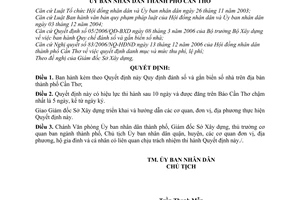 Quyết định 56/2008/QĐ-UBND đánh số và gắn biển số nhà