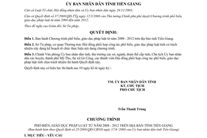 Quyết định 25/2008/QĐ-UBND phổ biến giáo dục pháp luật 2008 2012 Tiền Giang