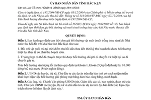 Quyết định 1115/QĐ-UBND 2008 đơn giá bồi thường vật nuôi khi Nhà nước thu hồi đất Bắc Kạn