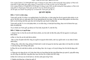 Quyết định 571/QĐ/KL-VP chức năng, nhiệm vụ, quyền hạn và cơ cấu tổ chức của Vườn Quốc gia Ba Vì