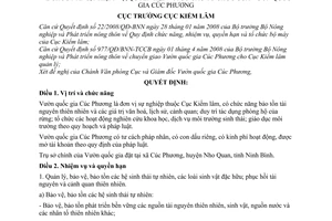 Quyết định 574/QĐ/KL-VP chức năng, nhiệm vụ, quyền hạn và cơ cấu tổ chức của Vườn quốc gia Cúc Phương