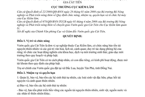 Quyết định 573/QĐ/KL-VP chức năng, nhiệm vụ, quyền hạn và cơ cấu tổ chức của Vườn Quốc gia Cát Tiên