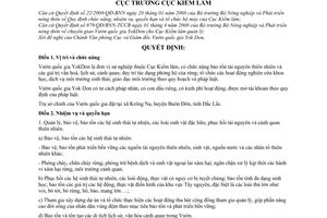 Quyết định 576/QĐ/KL-VP về việc chức năng, nhiệm vụ, quyền hạn và cơ cấu tổ chức của Vườn quốc gia Yokdon