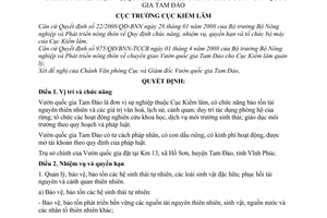 Quyết định 575/QĐ/KL-VP chức năng, nhiệm vụ, quyền hạn và cơ cấu tổ chức của Vườn quốc gia Tam Đảo
