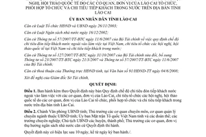 Quyết định 20/2008/QĐ-UBND Quy định chế độ chi tiêu đón tiếp khách nước ngoài
