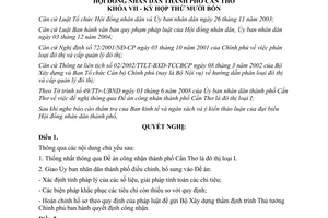 Nghị quyết 12/2008/NQ-HĐND đề án công nhận thành phố Cần Thơ là đô thị loại I